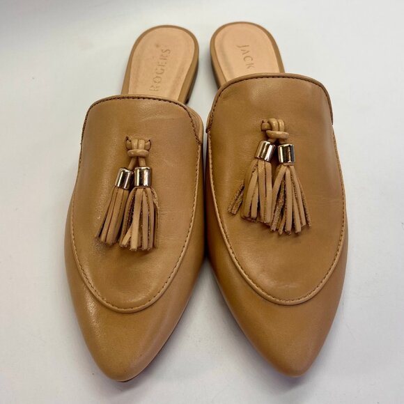 Jack Rogers Penwood Tassel Mule Size 6.5M Sand Leather Backless Slip On Shoes - Picture 4 of 16